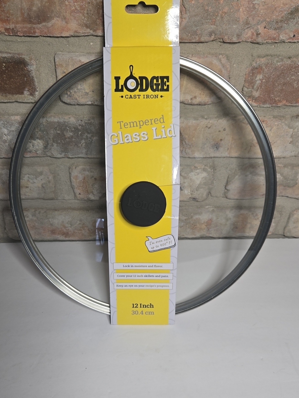 Lodge Cast Iron 12" Tempered Glass Lid with Black Knob NEW